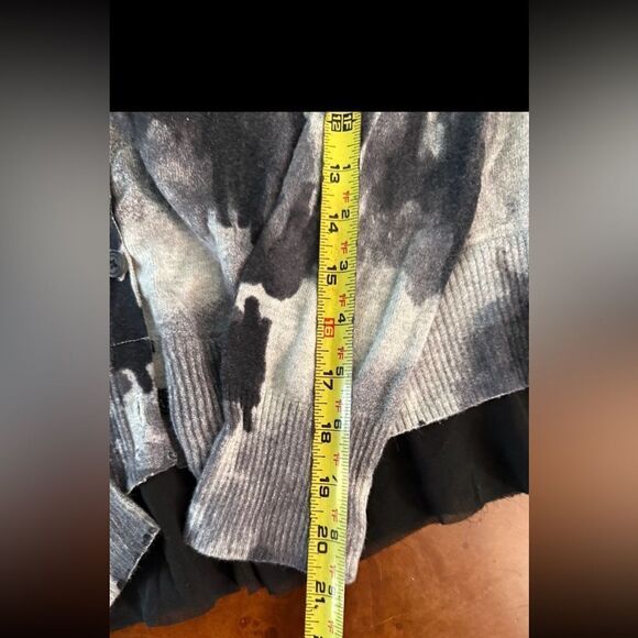 Simply Vera Vera Wang Cardigan Sweater Mesh Bottom Black Grey Multi Petite L - Picture 9 of 11